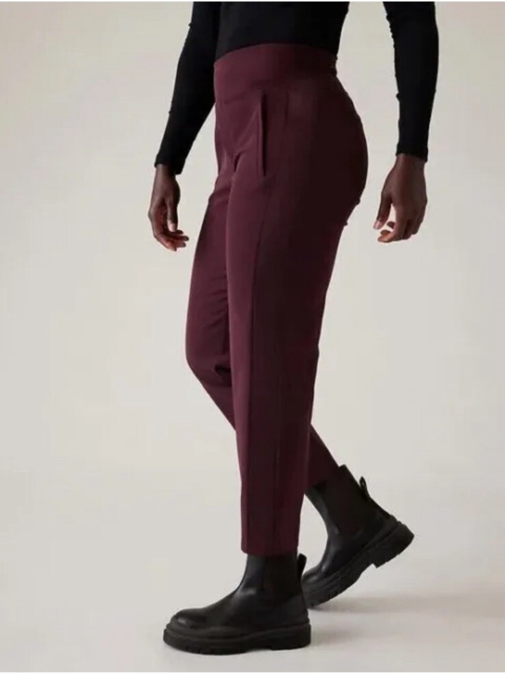 Athleta Straight-Leg Pants in Deep Burgundy